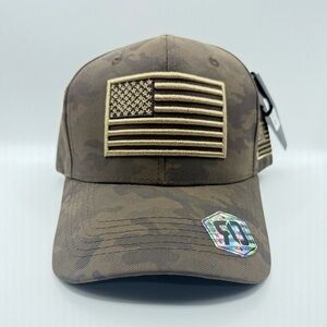 Runs Deep Tactical RDUSA-18 BRN Military Baseball Cap with American Flag